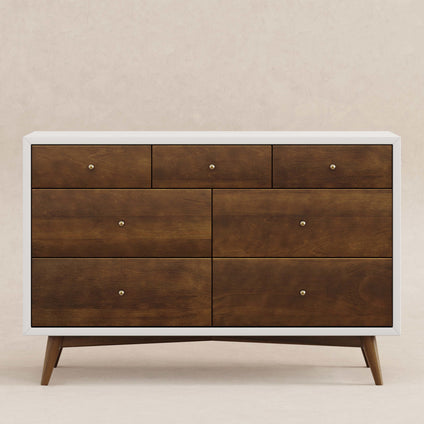 M15916RWNL,Babyletto,Palma 7-Drawer Double Dresser  Assembled in Warm White w/Natural Walnut