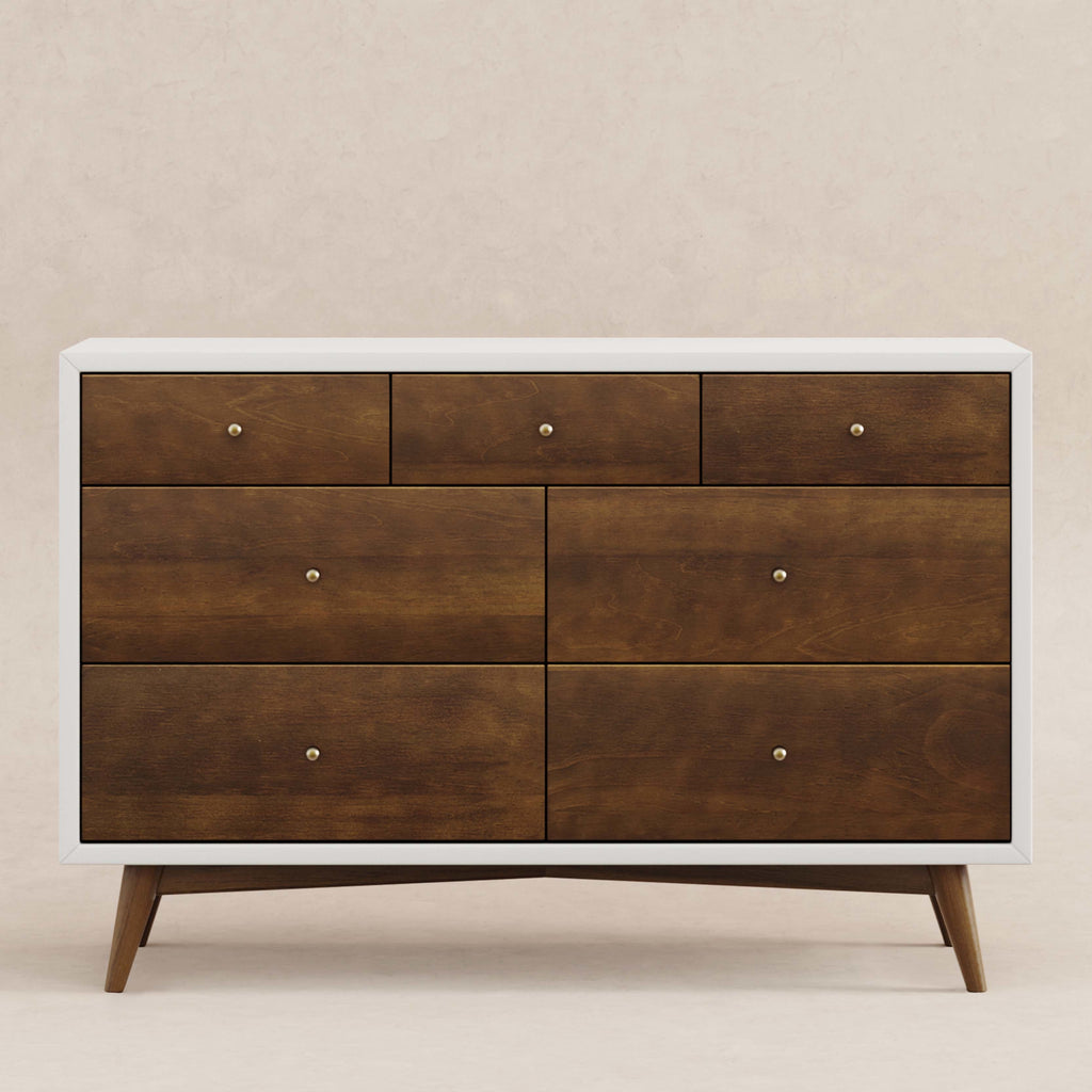 M15916RWNL,Babyletto,Palma 7-Drawer Double Dresser  Assembled in Warm White w/Natural Walnut