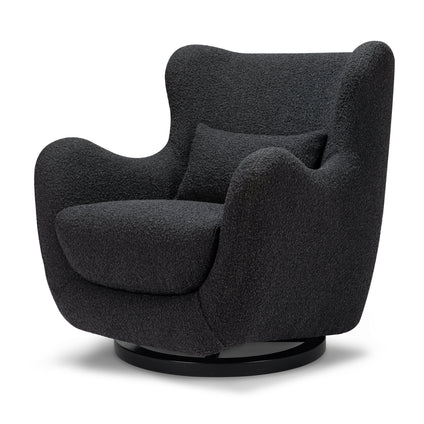 M24187BKBBB,Nursery Works,Solstice Swivel Glider in Black Boucle w/Black Wood Base
