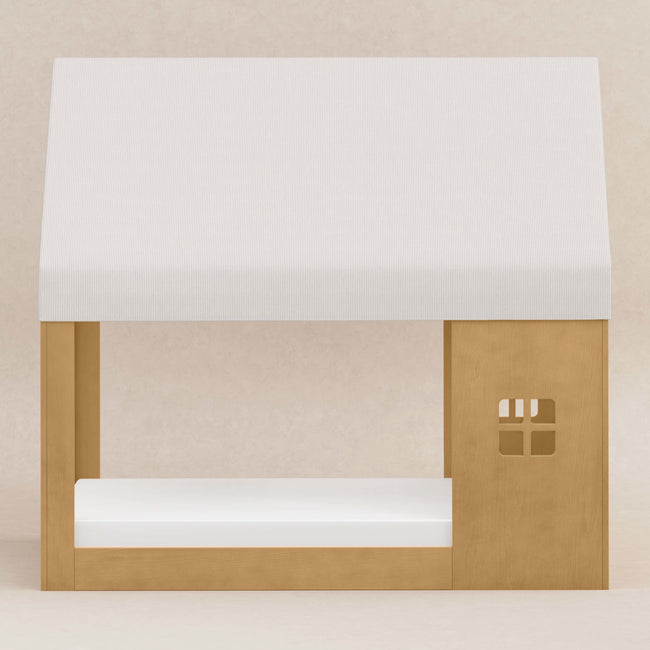 M32859FCS,Babyletto Kids,Uchi Montessori-Inspired House Full Bed Canopy in Fog Chatham Stripe Performance Eco-Weave