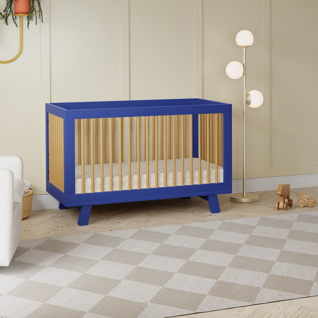 M4201CBTHY,Babyletto,Hudson 3-in-1 Convertible Crib w/Toddler Bed Conversion Kit in Cobalt/Honey