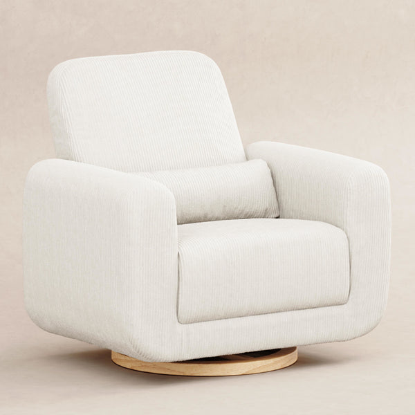 M10287YCLB,Babyletto,Tuba Glider in Ivory Corduroy with Light Wood Base