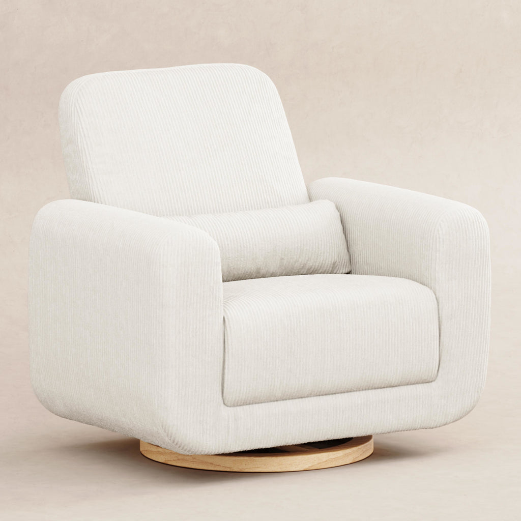 M10287YCLB,Babyletto,Tuba Glider in Ivory Corduroy with Light Wood Base