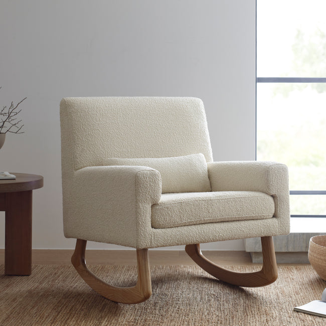 1085WBL,Nursery Works,Sleepytime Rocker in Ivory Boucle w/Light Legs