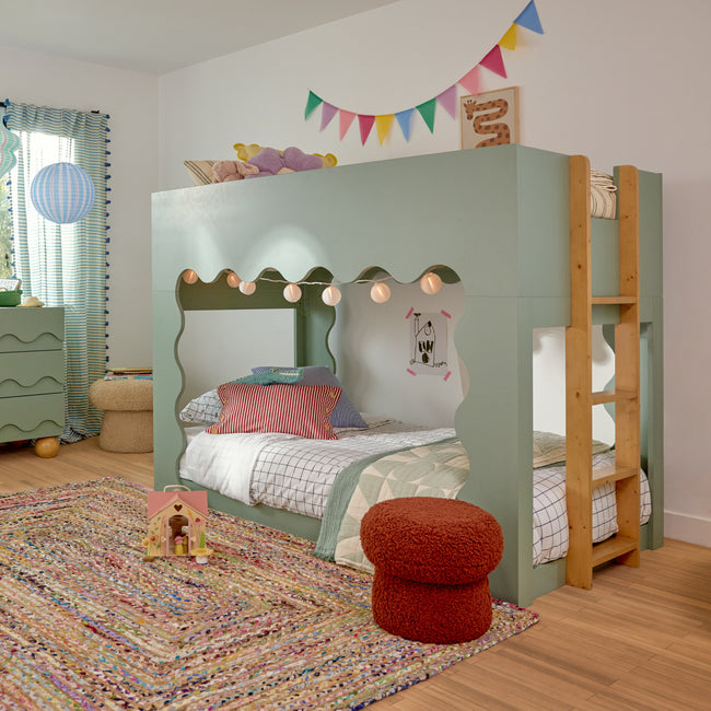 M31171LSHY,Babyletto Kids,Lido Wave Low Loft Twin Bed in Light Sage and Honey