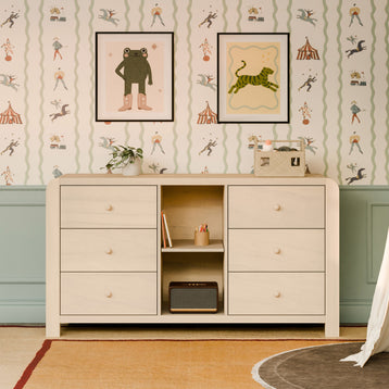 TipToe 6-Drawer Extra Wide Assembled Dresser with Cubbies (62