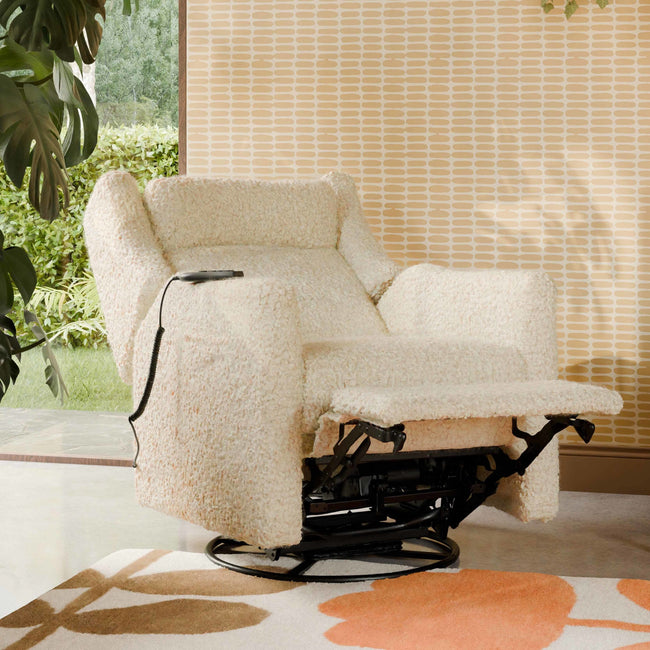 M11283AT,Babyletto,Kiwi Deluxe Power Glider Recliner w/Heat&Massage in Almond Teddy Loop