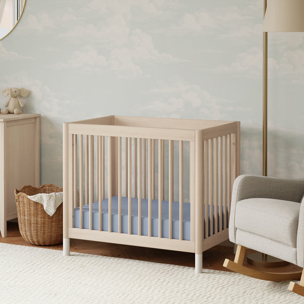 M12998NXW,Babyletto,Gelato 4-in-1 Convertible Mini Crib and Twin bed in Washed Natural Finish w/White Feet