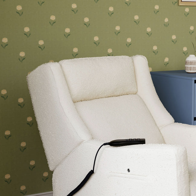 M11283PWB,Babyletto,Kiwi Deluxe Power Glider Recliner w/Heat&Massage in Performance Ivory Boucle