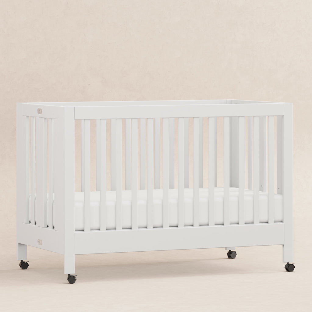 M6601W,Maki Full-Size Folding Crib w/Toddler Bed Conversion Kit in White Finish