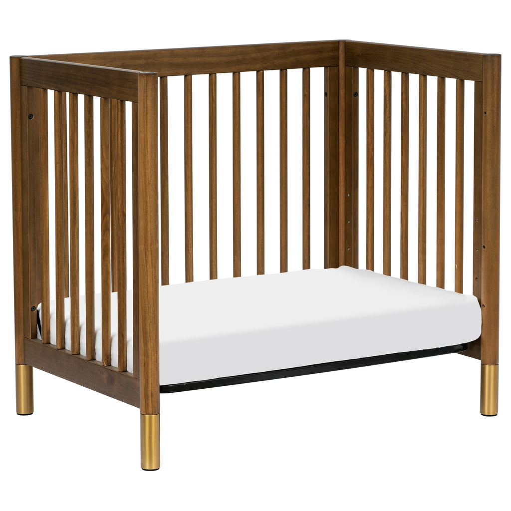 M12998NLGLD,Babyletto,Gelato 4-in-1 Convertible Mini Crib and Twin bed in Natural Walnut Finish with Gold Feet