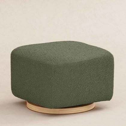 M26385OBLB,Babyletto,Kiwi Gliding Ottoman in Olive Boucle w/ Light Wood Base