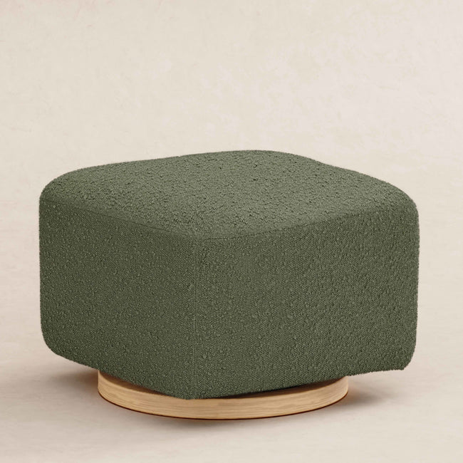 M26385OBLB,Kiwi Gliding Ottoman in Olive Boucle w/ Light Wood Base