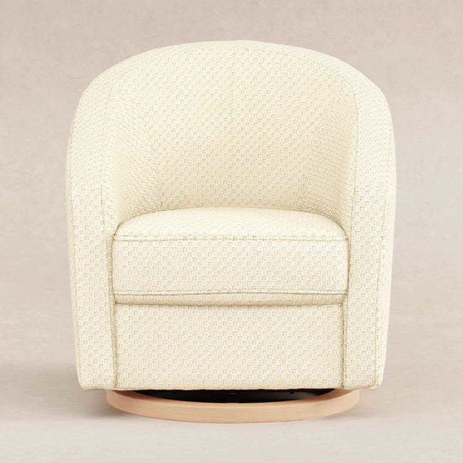 M5887IVCL,Babyletto,Madison Swivel Glider in Ivory Velvet Checker w/ Light Wood Base