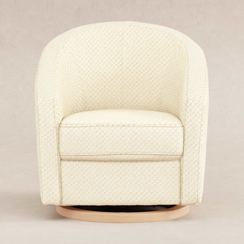 M5887IVCL,Babyletto,Madison Swivel Glider in Ivory Velvet Checker w/ Light Wood Base