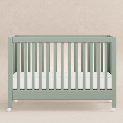 M6601LS,Babyletto,Maki Full Size Folding Crib w/ Toddler Bed Conversion Kit in Light Sage