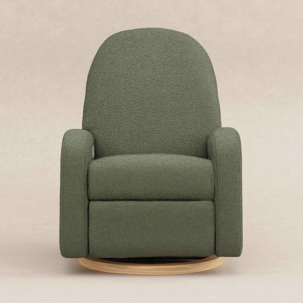 M23188OBLB,Babyletto,Nami Glider Recliner w/ Electronic Control and USB in Olive Boucle w/Light Wood Base