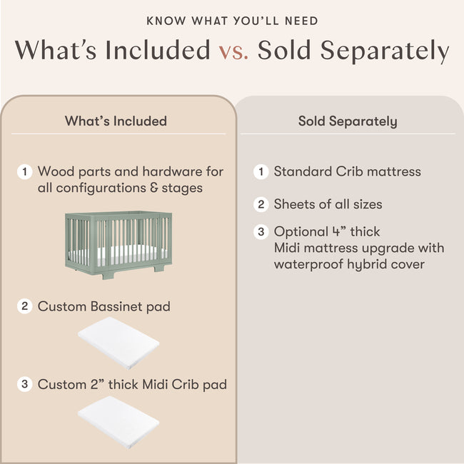 M23401LS,Babyletto,Yuzu 8-in-1 Convertible Crib w/All-Stages Conversion Kits in Light Sage