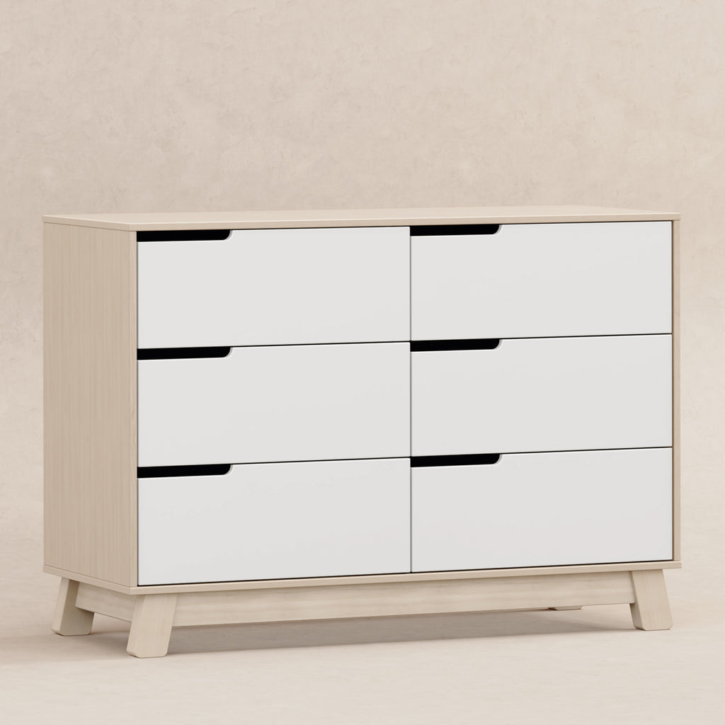 M4216NXW,Babyletto,Hudson 6-Drawer Double Dresser  Assembled in Washed Natural and White