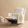 M23085WBLB,Babyletto,Sigi Glider Recliner w/ Electronic Control and USB in Ivory Boucle w/Light Wood Base