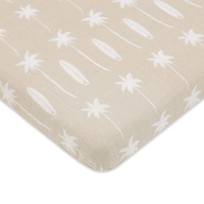 T27033,Babyletto,Beach Bum Muslin All-Stages Midi Crib Sheet in GOTS Certified Organic Cotton