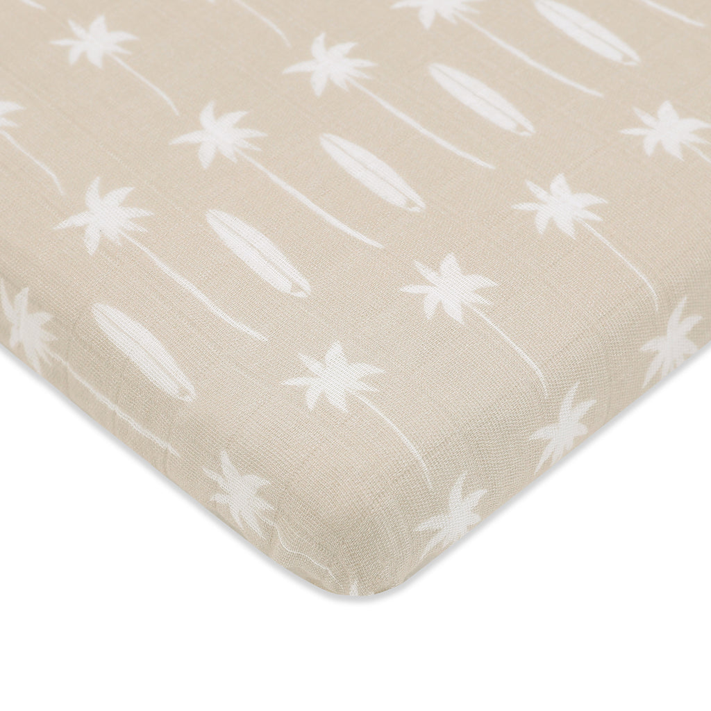 T27033,Babyletto,Beach Bum Muslin All-Stages Midi Crib Sheet in GOTS Certified Organic Cotton