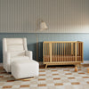 M26385CMSGLB,Babyletto,Kiwi Gliding Ottoman in Cream Shearling with Light Wood Base