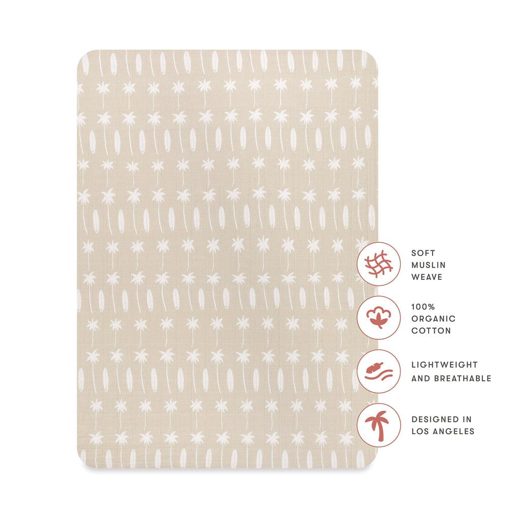 T27033,Babyletto,Beach Bum Muslin All-Stages Midi Crib Sheet in GOTS Certified Organic Cotton