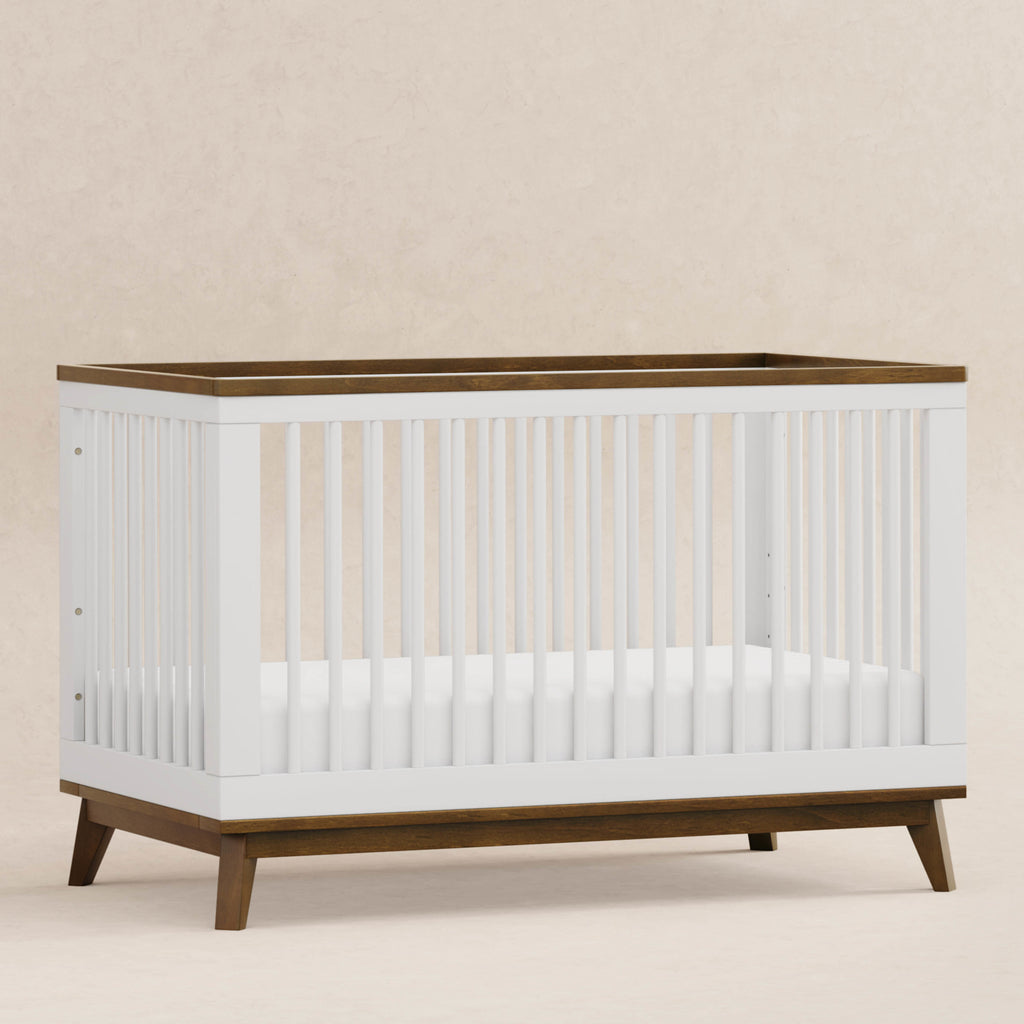 M5801WNL,Babyletto,Scoot 3-in-1 Convertible Crib w/ToddlerBed Conversion Kit in White/NaturalWalnut