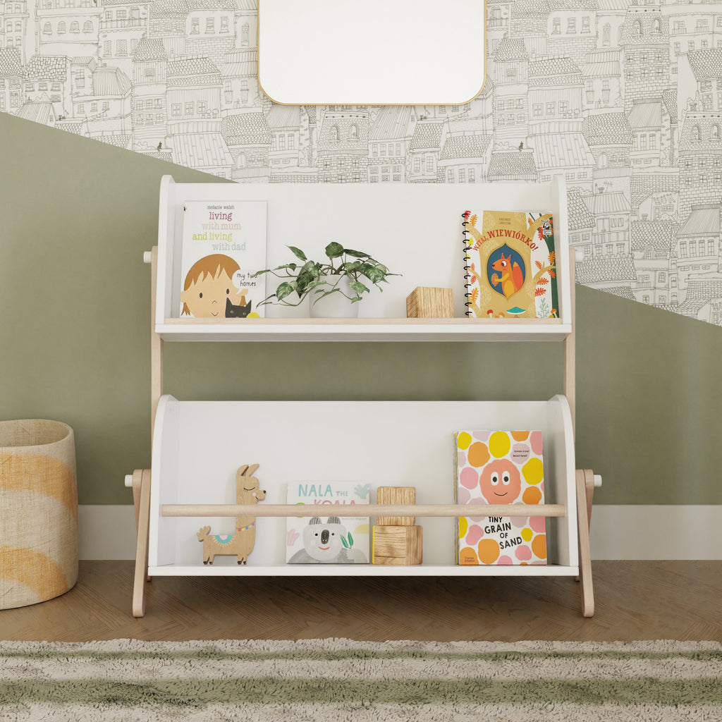 M10611WNX,Babyletto,Tally Storage and Bookshelf in White and Washed Natural Finish