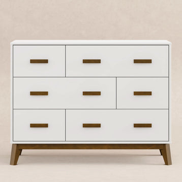 M5826WNL,Babyletto,Scoot 6-Drawer Dresser in White/Natural Walnut