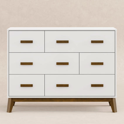 M5826WNL,Babyletto,Scoot 6-Drawer Dresser in White/Natural Walnut