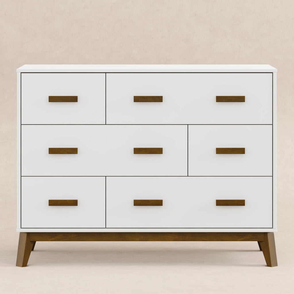 M5826WNL,Babyletto,Scoot 6-Drawer Dresser in White/Natural Walnut