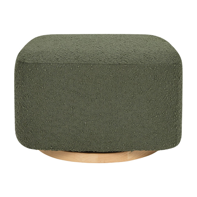 M26385OBLB,Babyletto,Kiwi Gliding Ottoman in Olive Boucle w/ Light Wood Base
