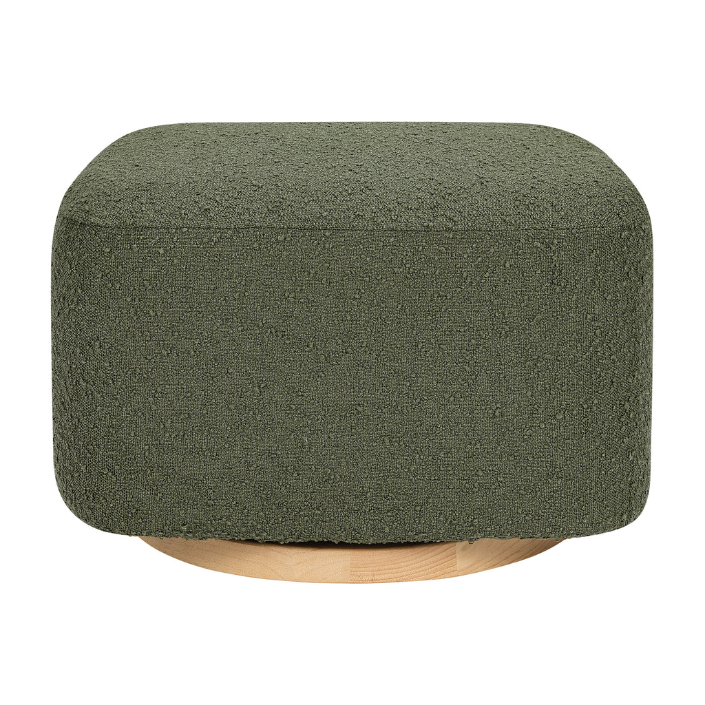 M26385OBLB,Babyletto,Kiwi Gliding Ottoman in Olive Boucle w/ Light Wood Base