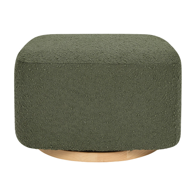 M26385OBLB,Babyletto,Kiwi Gliding Ottoman in Olive Boucle w/ Light Wood Base