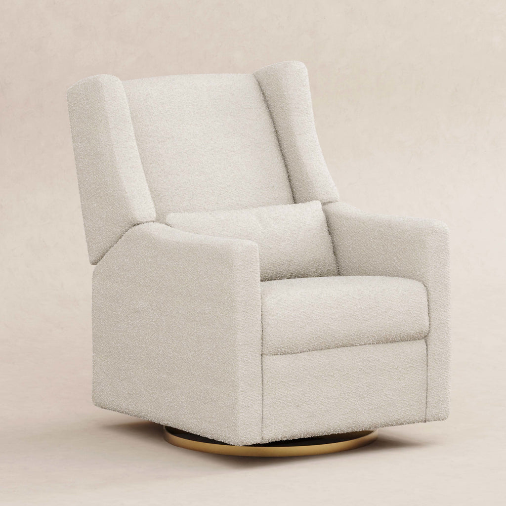 M11288WBG,Kiwi Glider Recliner w/ Electronic Control and USB in Ivory Boucle w/Gold Base