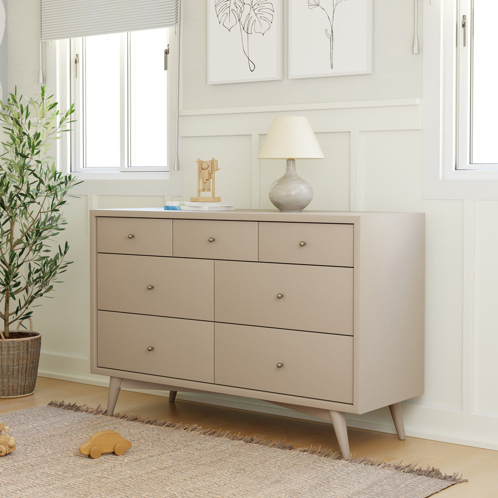 M15916TPE,Babyletto,Palma 7-Drawer Double Dresser  Assembled in Taupe