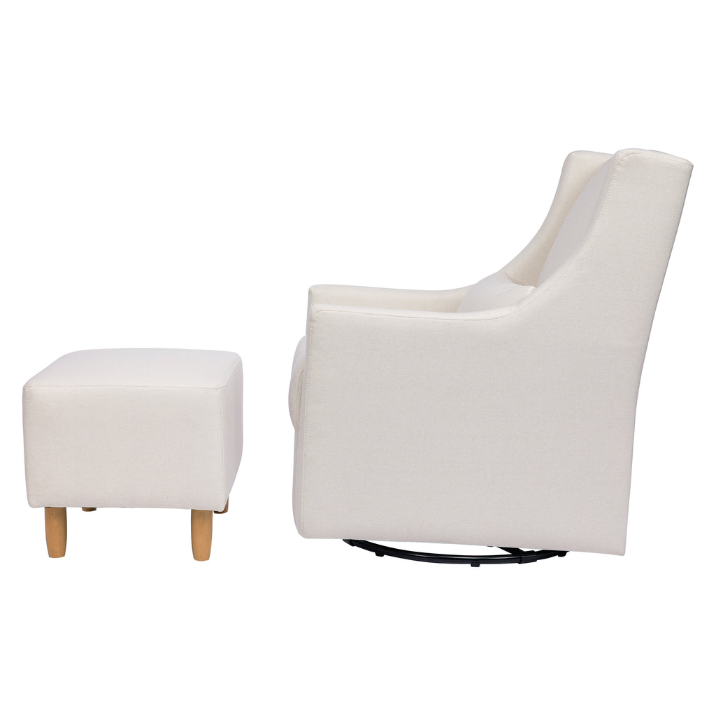 M11287PCMEW,Babyletto,Toco Swivel Glider and Ottoman in Performance Cream Eco-Weave w/Natural Feet