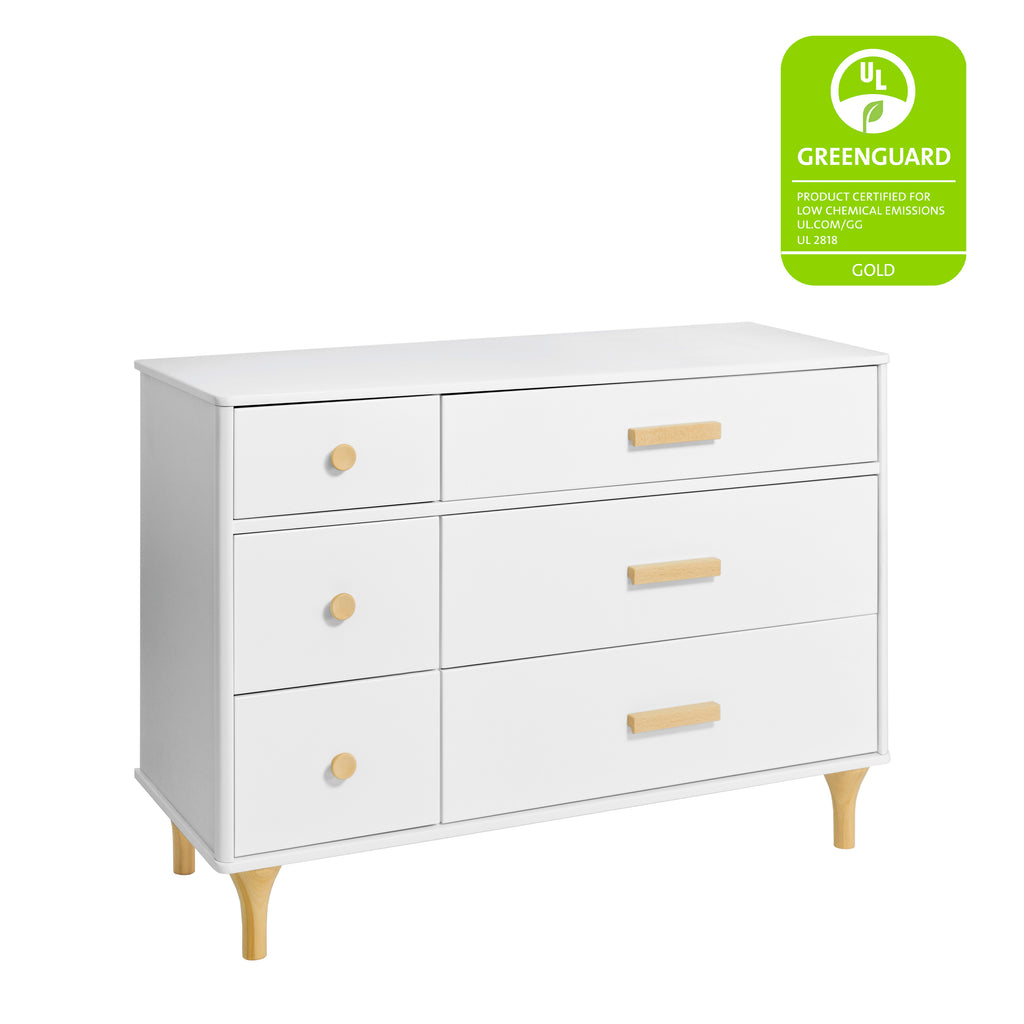 M9016WN,Babyletto,Lolly 6-Drawer Double Dresser  Assembled in White/Natural