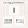 M6601LS,Babyletto,Maki Full Size Folding Crib w/ Toddler Bed Conversion Kit in Light Sage
