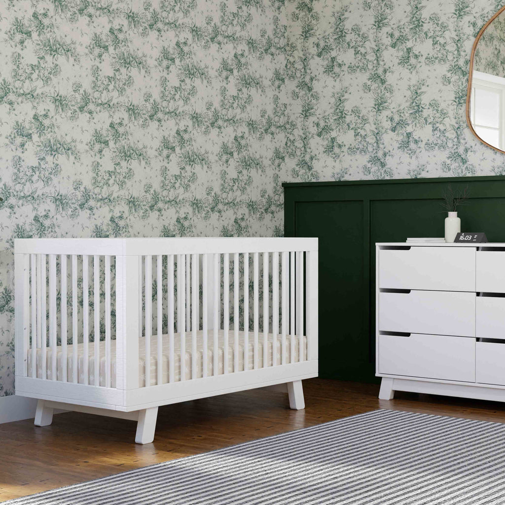 M4201W,Babyletto,Hudson 3-in-1 Convertible Crib w/Toddler Bed Conversion Kit in White Finish