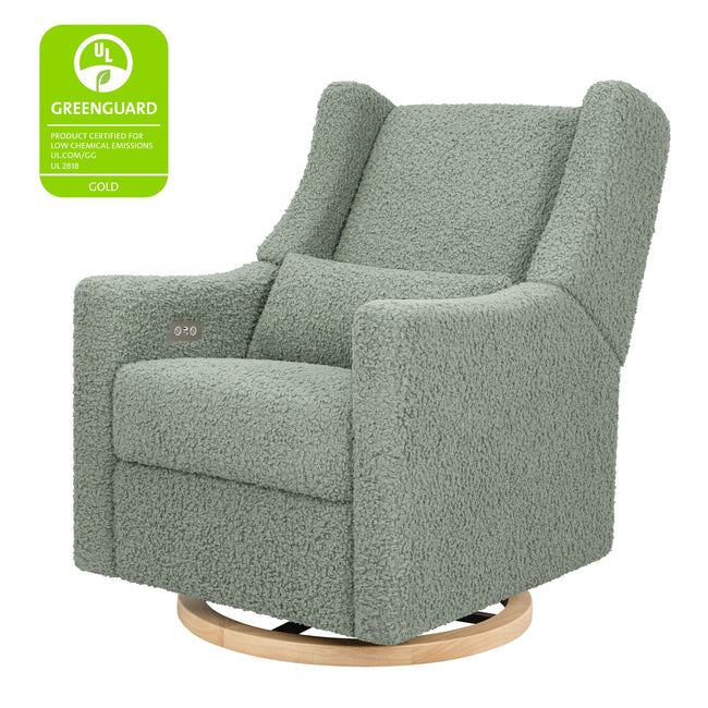 M11288STLB,Babyletto,Kiwi Glider Recliner w/ Electronic Control and USB in Sage Teddy Loop w/ Light Wood Base