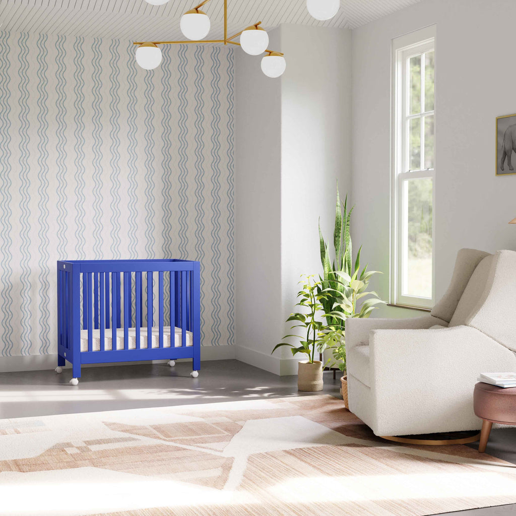 M6698CBT,Babyletto,Origami Mini Crib in Cobalt