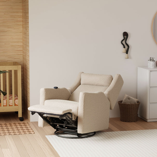 M11283AT,Babyletto,Kiwi Deluxe Power Glider Recliner w/Heat&Massage in Almond Teddy Loop