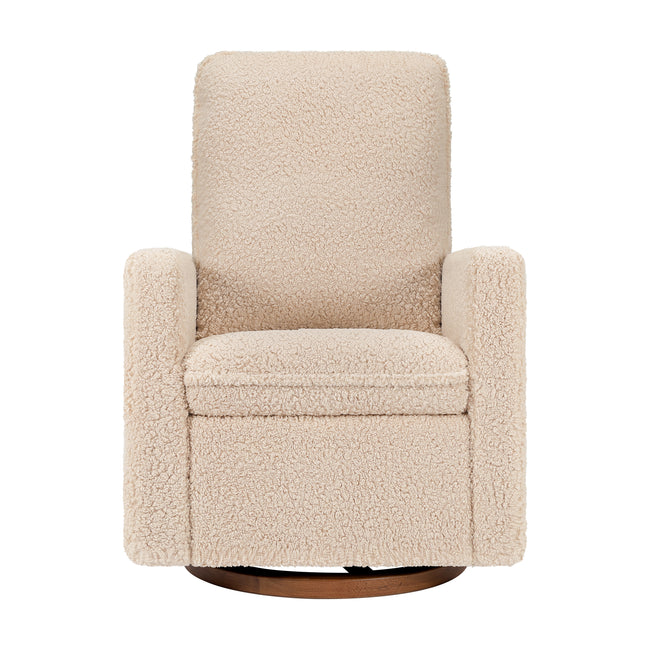 M20987CSGDB,Babyletto,Cali Pillowback Swivel Glider in Chai Shearling w/ Dark Wood Base