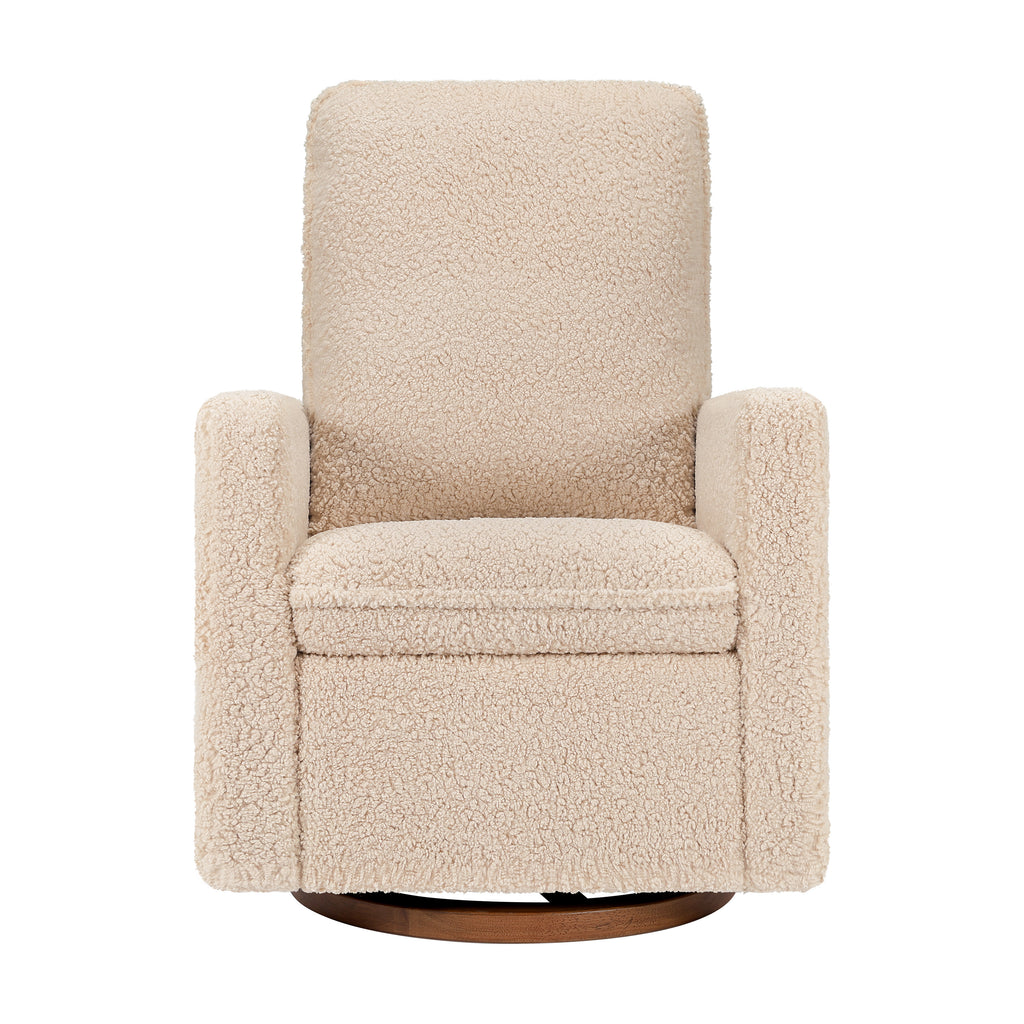 M20987CSGDB,Babyletto,Cali Pillowback Swivel Glider in Chai Shearling w/ Dark Wood Base