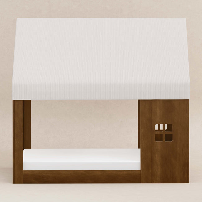 M32859FCS,Babyletto Kids,Uchi Montessori-Inspired House Full Bed Canopy in Fog Chatham Stripe Performance Eco-Weave