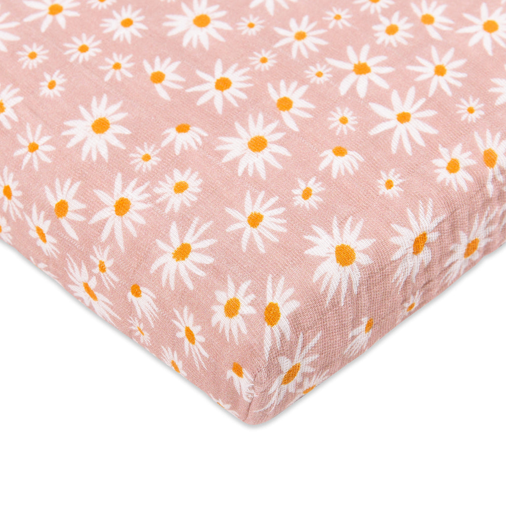 T28033,Babyletto,Daisy Muslin All-Stages Midi Crib Sheet in GOTS Certified Organic Cotton