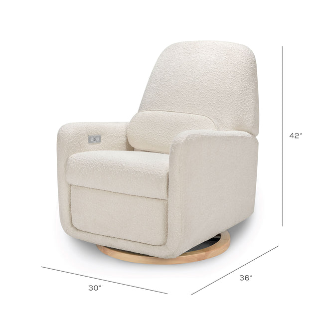M23688WB,Ubabub,Arc Glider Recliner w/ Electronic Control and USB in Ivory Boucle w/ Light Wood Base